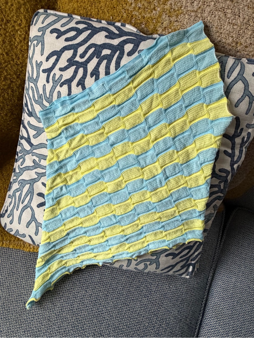 Gimaguas Blue and Yellow Knit one shoulder top -